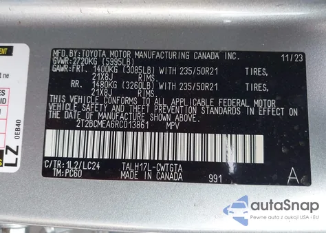 2024 Lexus Rx F Sport Performance z USA, uszkodzony, nr VIN 2T2BCMEA6RC013861